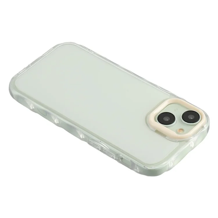 Capa para iPhone 15 com Padrão de Ondas Internas, Capa de Telefone TPU + Acrílico - Bege