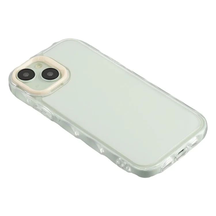 Capa para iPhone 15 com Padrão de Ondas Internas, Capa de Telefone TPU + Acrílico - Bege