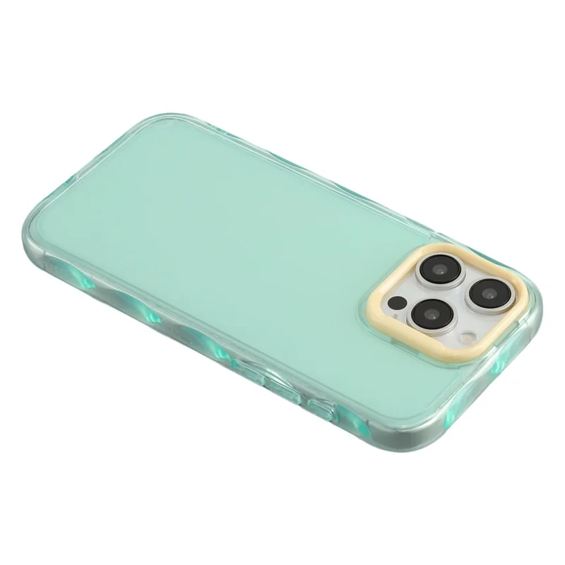 For iPhone 14 Pro Max Case Inner Wave Pattern TPU + Acrylic Phone Cover - Green