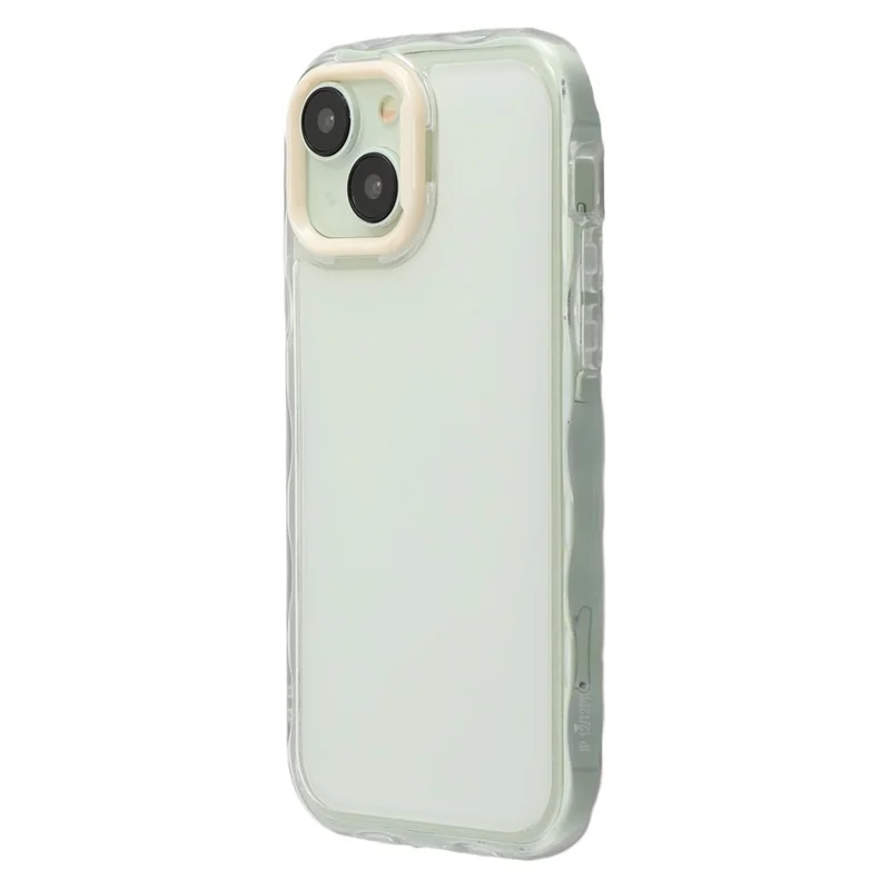 For iPhone 14 Case Inner Wave Pattern TPU + Acrylic Phone Cover - Beige