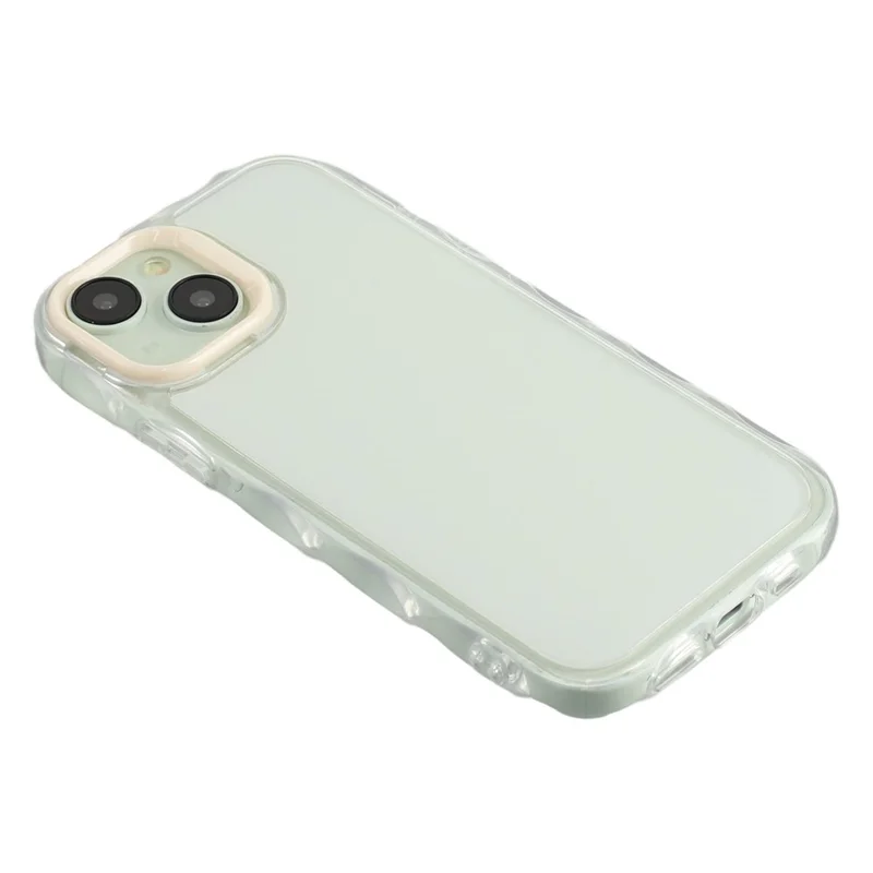 For iPhone 14 Case Inner Wave Pattern TPU + Acrylic Phone Cover - Beige