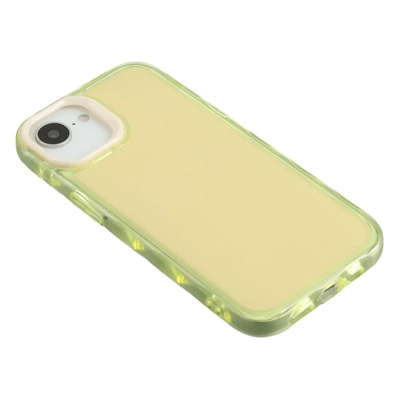 For iPhone 16e Case Inner Wave Pattern TPU + Acrylic Phone Cover - Yellow