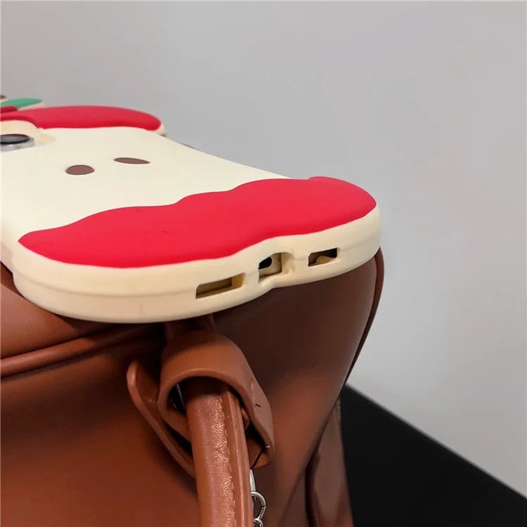 For iPhone 15 Pro Silicone Case Cute Eaten Apple Design Shockproof Phone Back Cover