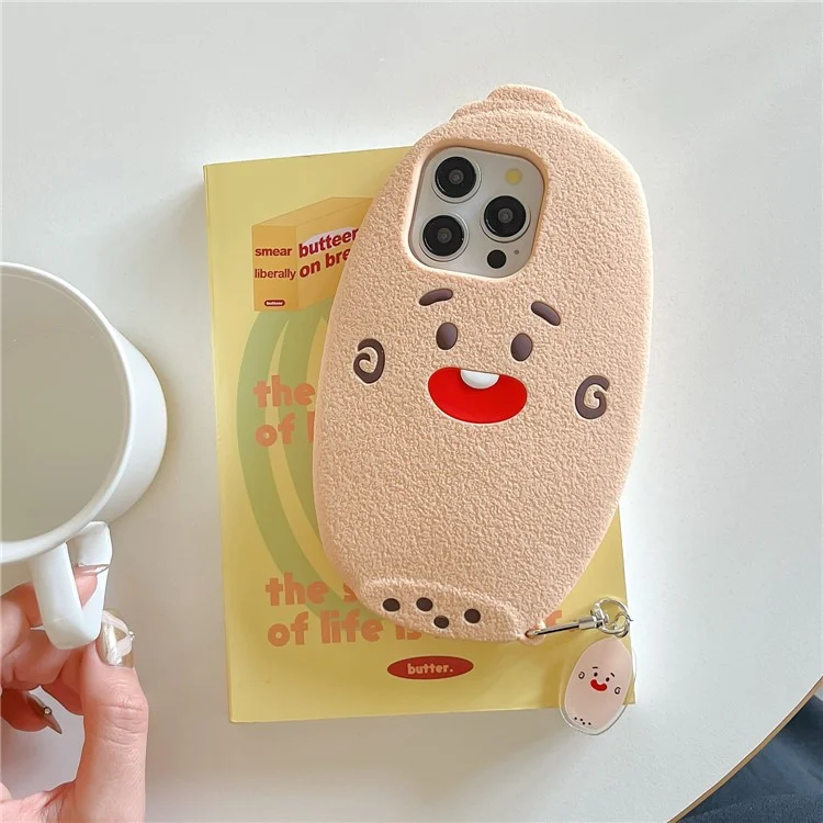 Custodia in Silicone per iPhone 16 Pro con Design Carino a Forma di Radice di Loto, Cover Posteriore Antiurto con Ciondolo