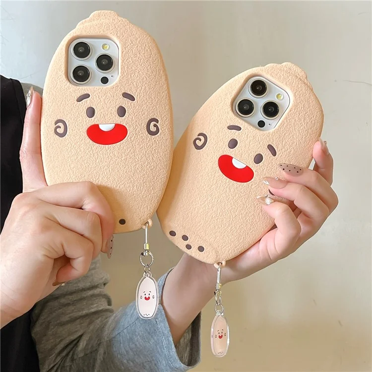 Custodia in Silicone per iPhone 16 Pro con Design Carino a Forma di Radice di Loto, Cover Posteriore Antiurto con Ciondolo