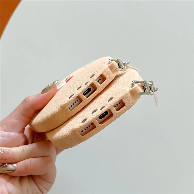 Custodia in Silicone per iPhone 16 Pro con Design Carino a Forma di Radice di Loto, Cover Posteriore Antiurto con Ciondolo
