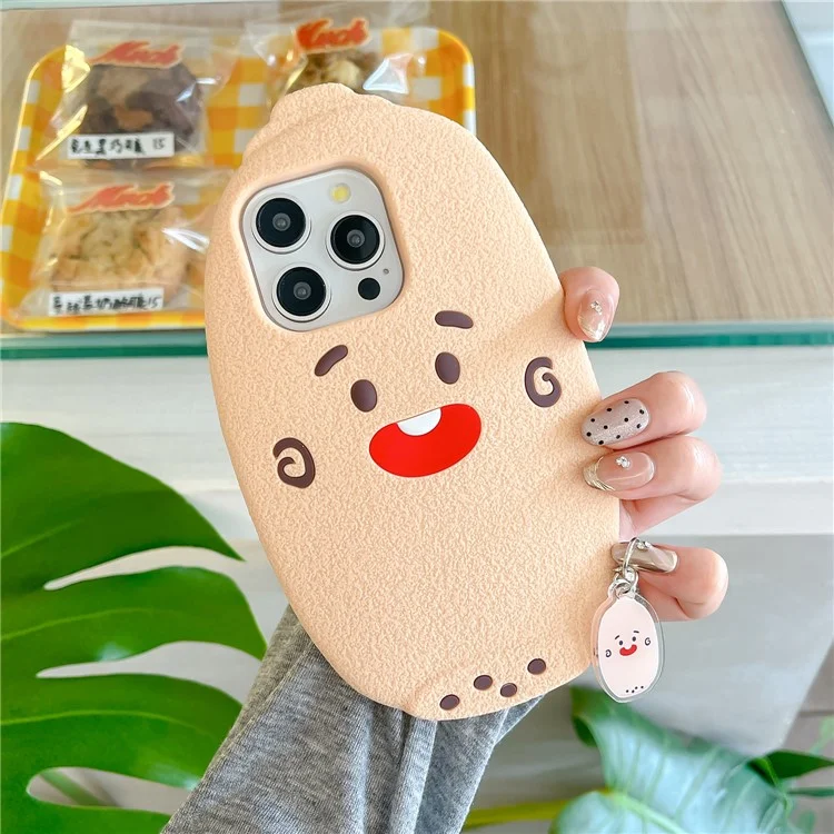 Custodia in Silicone per iPhone 16 Pro con Design Carino a Forma di Radice di Loto, Cover Posteriore Antiurto con Ciondolo