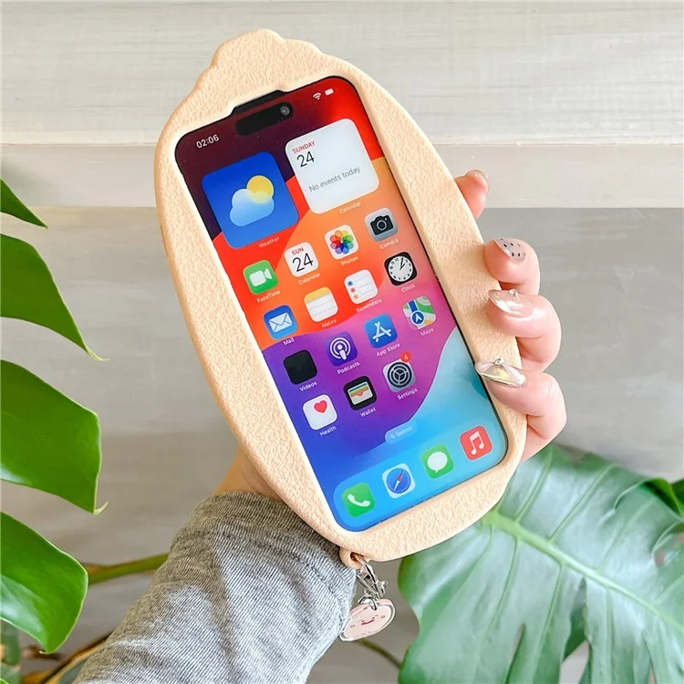 Custodia in Silicone per iPhone 16 Pro con Design Carino a Forma di Radice di Loto, Cover Posteriore Antiurto con Ciondolo