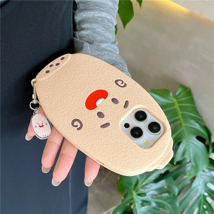 Custodia in Silicone per iPhone 16 Pro con Design Carino a Forma di Radice di Loto, Cover Posteriore Antiurto con Ciondolo