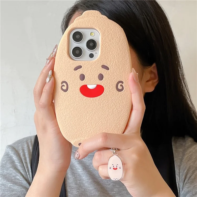 Custodia in Silicone per iPhone 16 Pro con Design Carino a Forma di Radice di Loto, Cover Posteriore Antiurto con Ciondolo