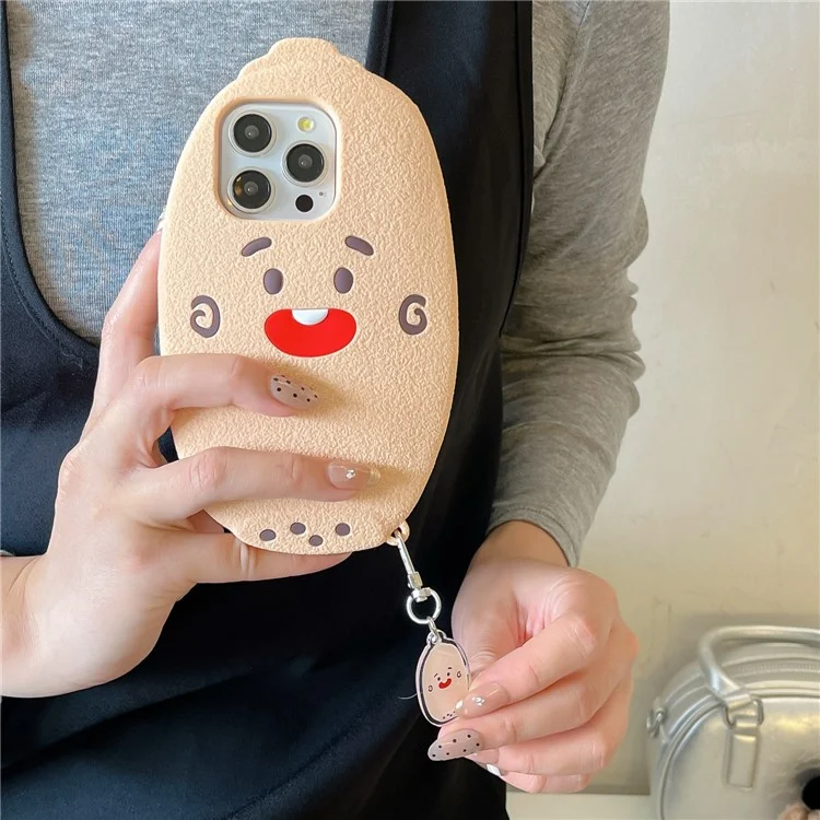 Custodia in Silicone per iPhone 16 Pro con Design Carino a Forma di Radice di Loto, Cover Posteriore Antiurto con Ciondolo