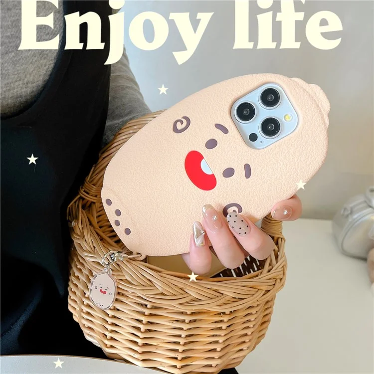 Custodia in Silicone per iPhone 16 Pro con Design Carino a Forma di Radice di Loto, Cover Posteriore Antiurto con Ciondolo