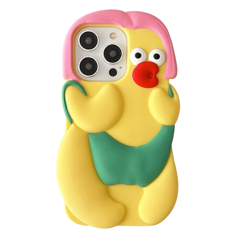 For iPhone 16 Pro Silicone Case Cute Chicken Design Shockproof Phone Back Cover