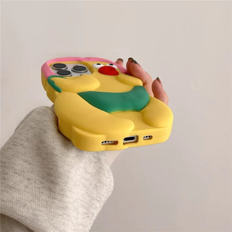 For iPhone 16 Pro Silicone Case Cute Chicken Design Shockproof Phone Back Cover