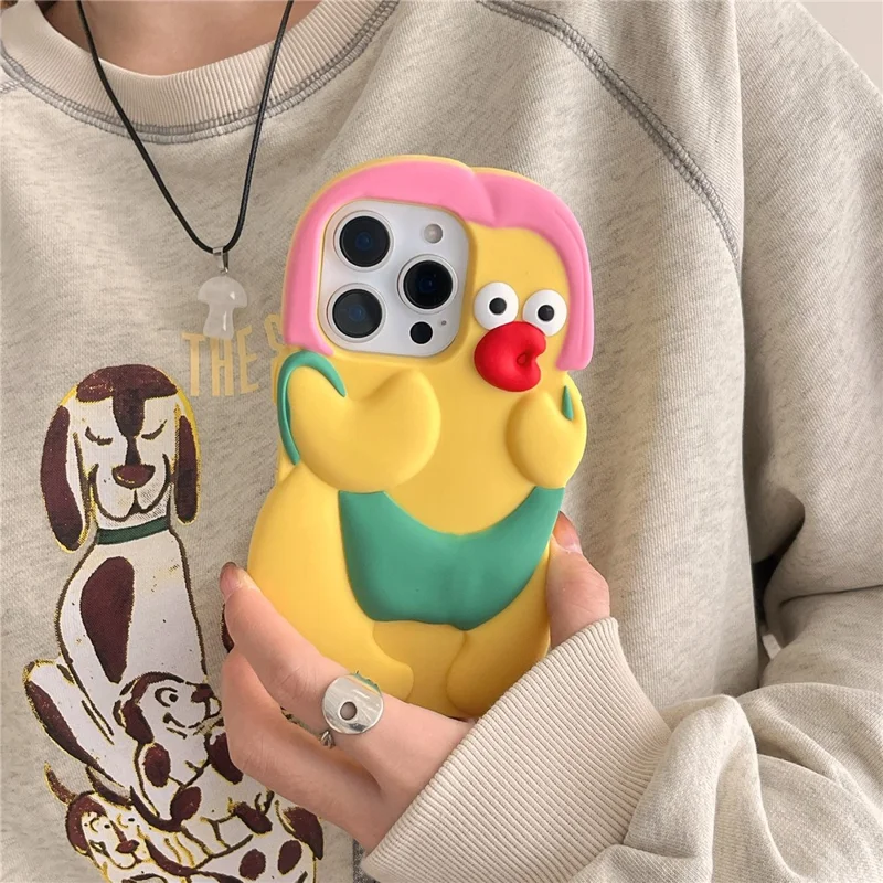 For iPhone 16 Pro Silicone Case Cute Chicken Design Shockproof Phone Back Cover