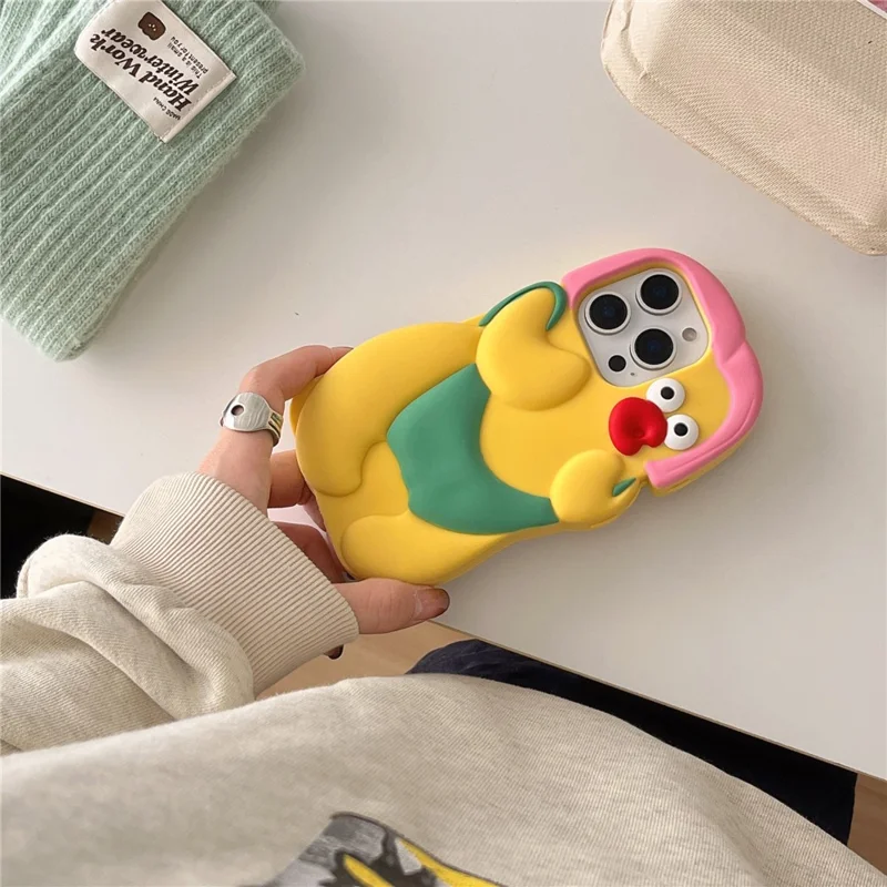 For iPhone 16 Pro Silicone Case Cute Chicken Design Shockproof Phone Back Cover