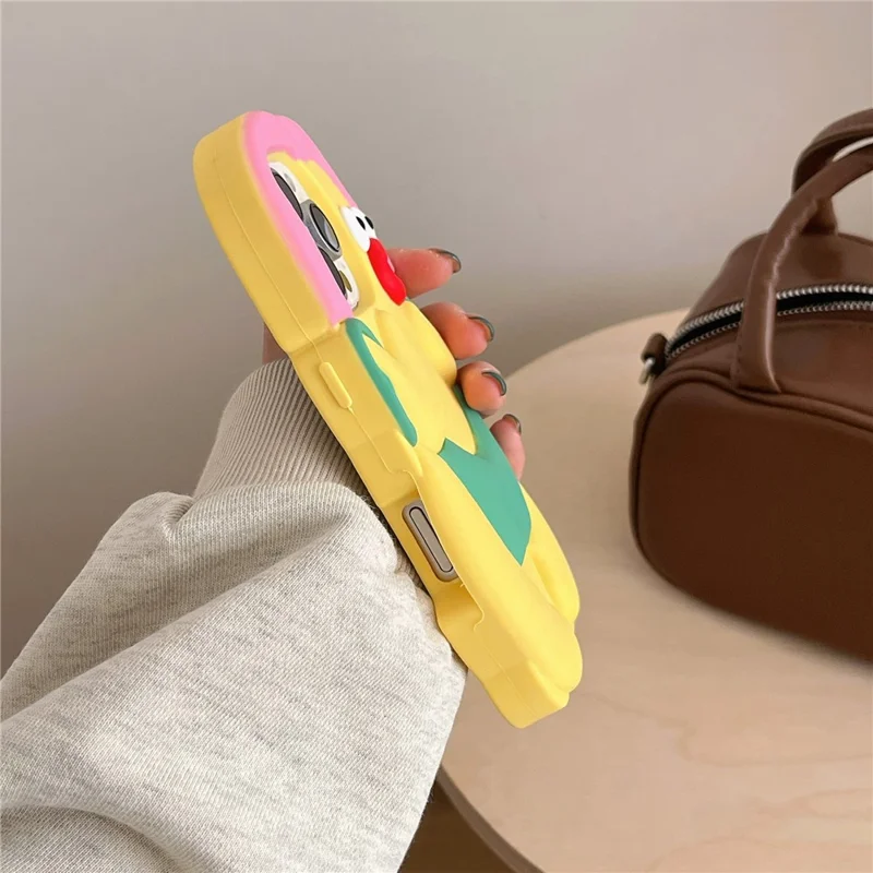 For iPhone 16 Pro Silicone Case Cute Chicken Design Shockproof Phone Back Cover