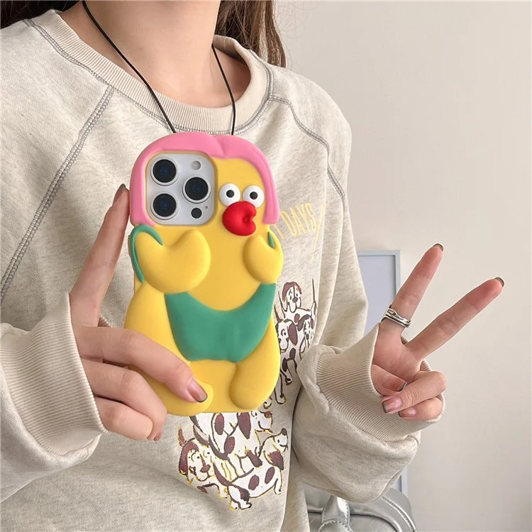 For iPhone 15 Pro Max Silicone Case Cute Chicken Design Shockproof Phone Back Cover