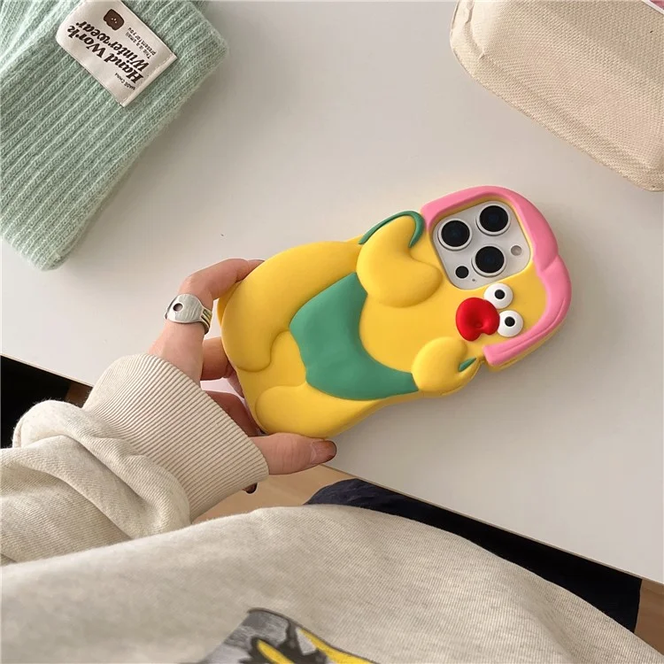 For iPhone 15 Pro Max Silicone Case Cute Chicken Design Shockproof Phone Back Cover