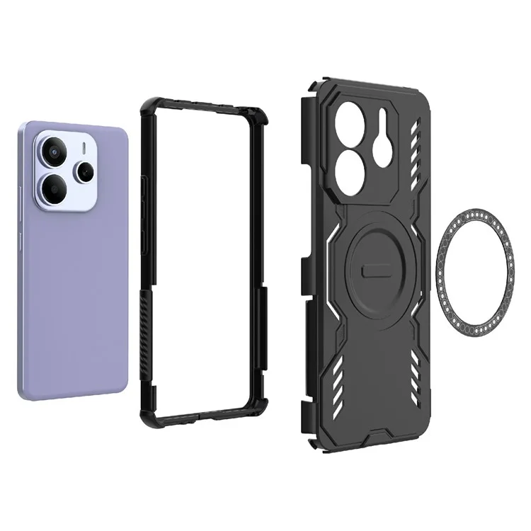 For Xiaomi Redmi Note 14 5G Magnetic Case Butterfly Armor Hollow Heat Dissipation PC + TPU Phone Cover - Green