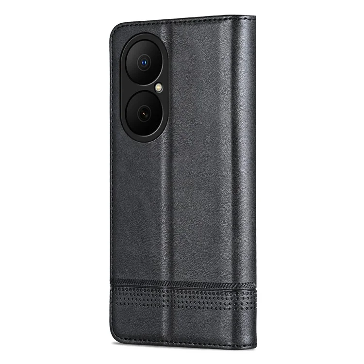 AZNS For Huawei Enjoy 80 Case Cowhide Texture PU Leather Wallet Phone Cover - Black