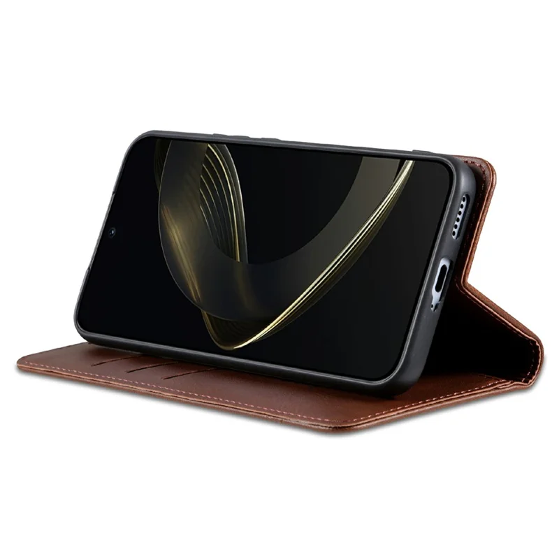 AZNS Etui na Xiaomi Redmi Note 14S 4G, Pokrowiec Skórzany PU z Portfelem z Teksturą Skóry Krów - Kolor Kawy