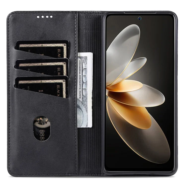 AZNS Para Xiaomi Poco F7 5G / Redmi Turbo 4 Pro 5G Funda de Cuero de Vaca con Textura PU para Cartera de Teléfono - Negro