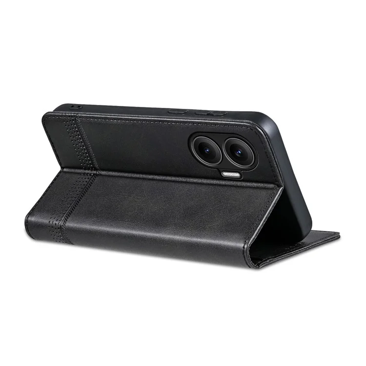 AZNS Para Xiaomi Poco F7 5G / Redmi Turbo 4 Pro 5G Funda de Cuero de Vaca con Textura PU para Cartera de Teléfono - Negro