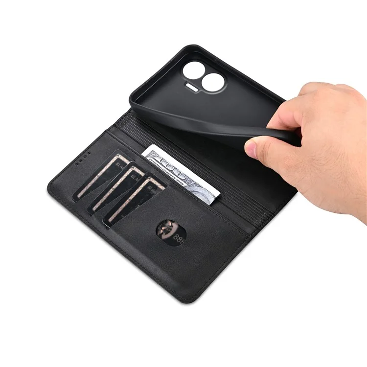 AZNS Para Xiaomi Poco F7 5G / Redmi Turbo 4 Pro 5G Funda de Cuero de Vaca con Textura PU para Cartera de Teléfono - Negro