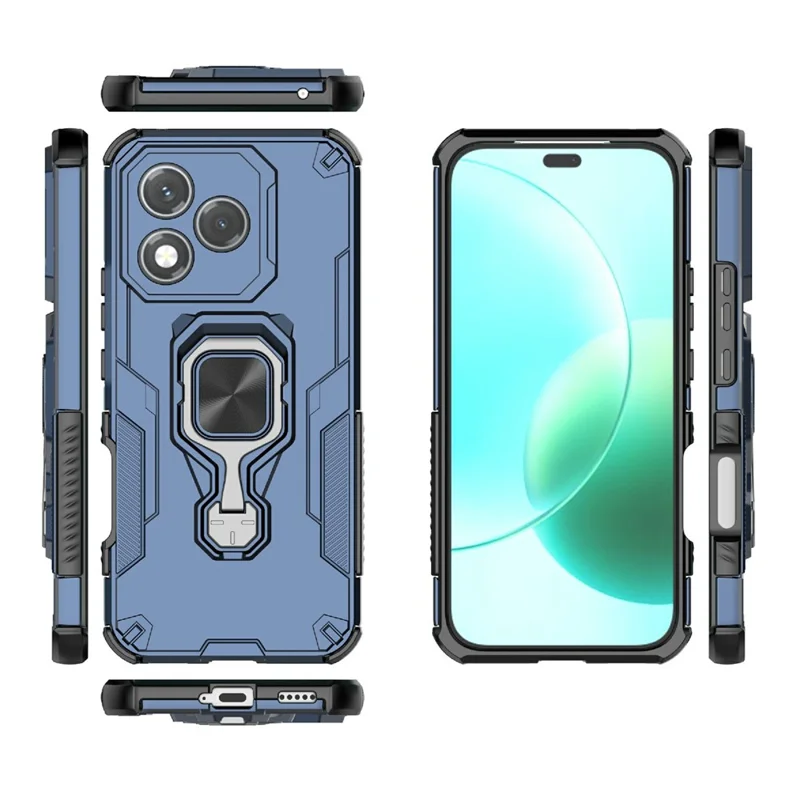 For Honor 400 Lite Custodia Anello Rotante Supporto PC + TPU Antiurto Custodia per Telefono - Blu Navy