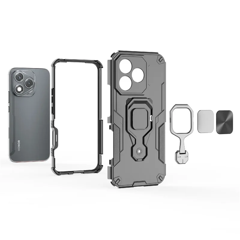 For Honor 400 Lite Custodia Anello Rotante Supporto PC + TPU Antiurto Custodia per Telefono - Blu Navy