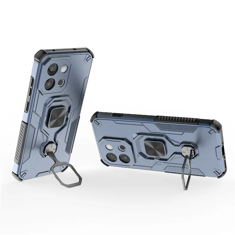 For OnePlus 13T 5G Case Rotatable Ring Kickstand PC + TPU Shockproof Phone Cover - Navy Blue