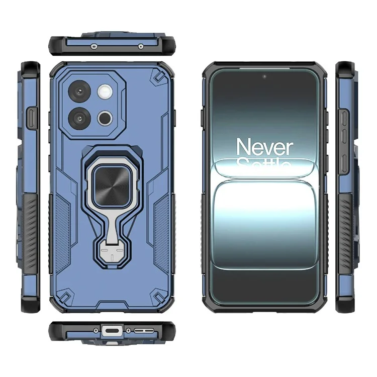 For OnePlus 13T 5G Case Rotatable Ring Kickstand PC + TPU Shockproof Phone Cover - Navy Blue