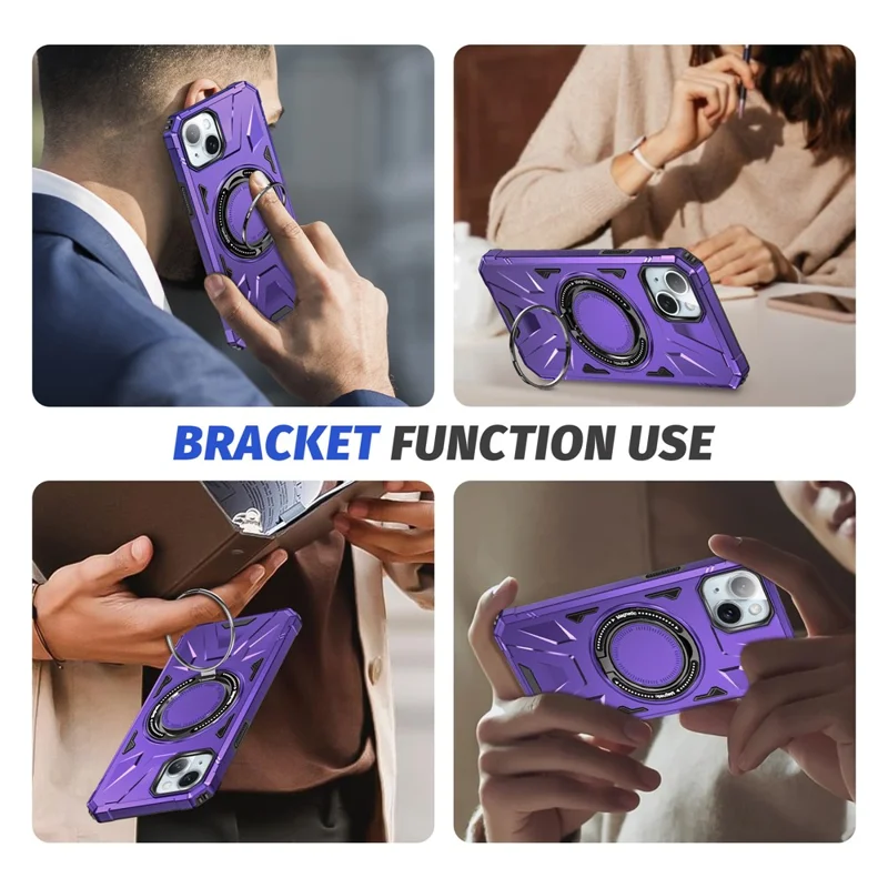For iPhone 15 Case Compatible with MagSafe Kickstand TPU PC Phone Cover - Purple