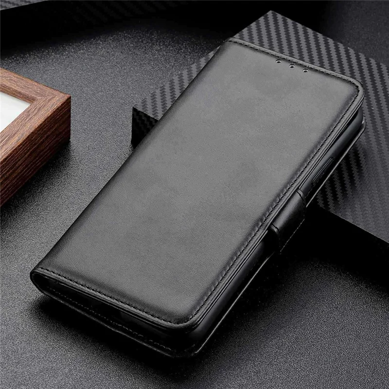 Cowhide Texture PU Leather Case for Samsung Galaxy S23 Ultra, Foldable Stand Dual Magnetic Clasp Phone Wallet Cover - Black