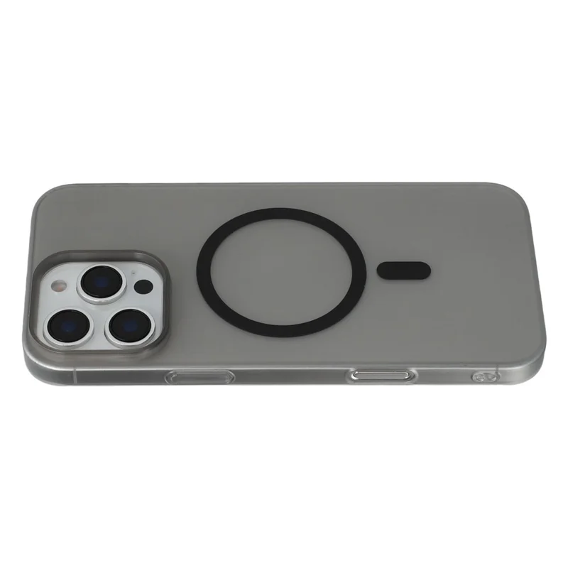 JAUCASE For iPhone 16 Pro Magnetic Case Matte Clear Hard PC Phone Back Cover - Black