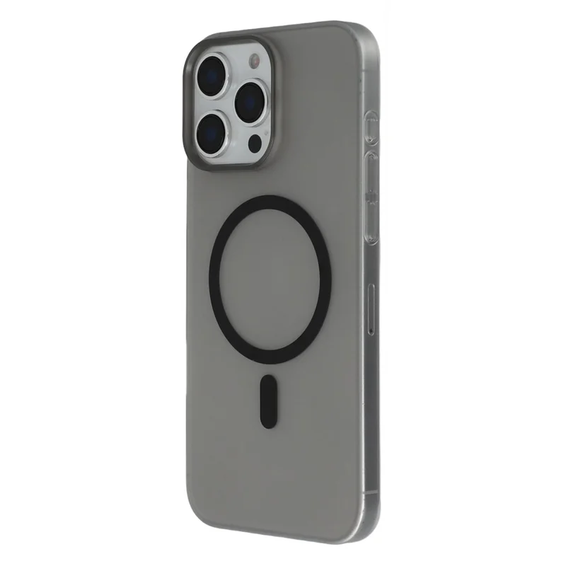 JAUCASE For iPhone 16 Pro Magnetic Case Matte Clear Hard PC Phone Back Cover - Black