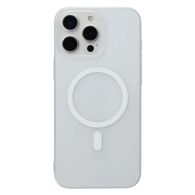 JAUCASE For iPhone 15 Pro Max Magnetic Case Matte Clear Hard PC Phone Back Cover - White