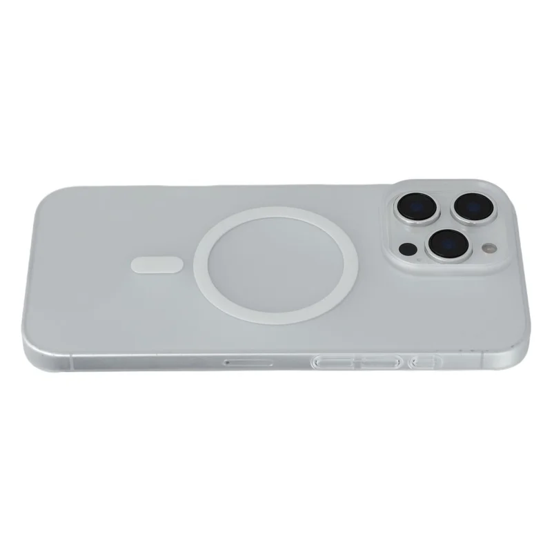 JAUCASE For iPhone 15 Pro Max Magnetic Case Matte Clear Hard PC Phone Back Cover - White