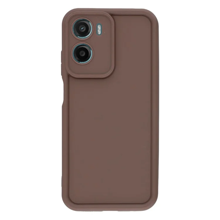 For Motorola Moto G05 4G / E15 4G Case Grooved Design TPU Anti Slip Phone Cover - Brown