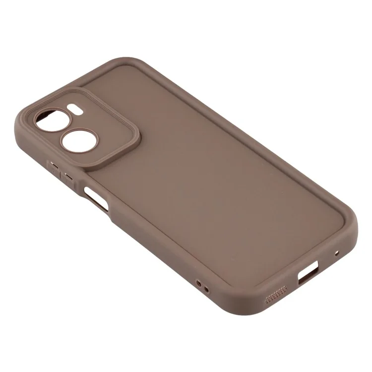 For Motorola Moto G05 4G / E15 4G Case Grooved Design TPU Anti Slip Phone Cover - Brown