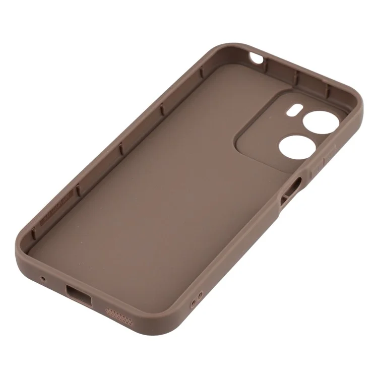 For Motorola Moto G05 4G / E15 4G Case Grooved Design TPU Anti Slip Phone Cover - Brown