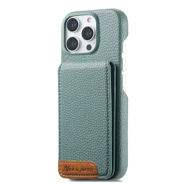 For iPhone 15 Pro Max Case RFID Blocking Card Holder Litchi Texture Leather Back Cover - Sky Blue