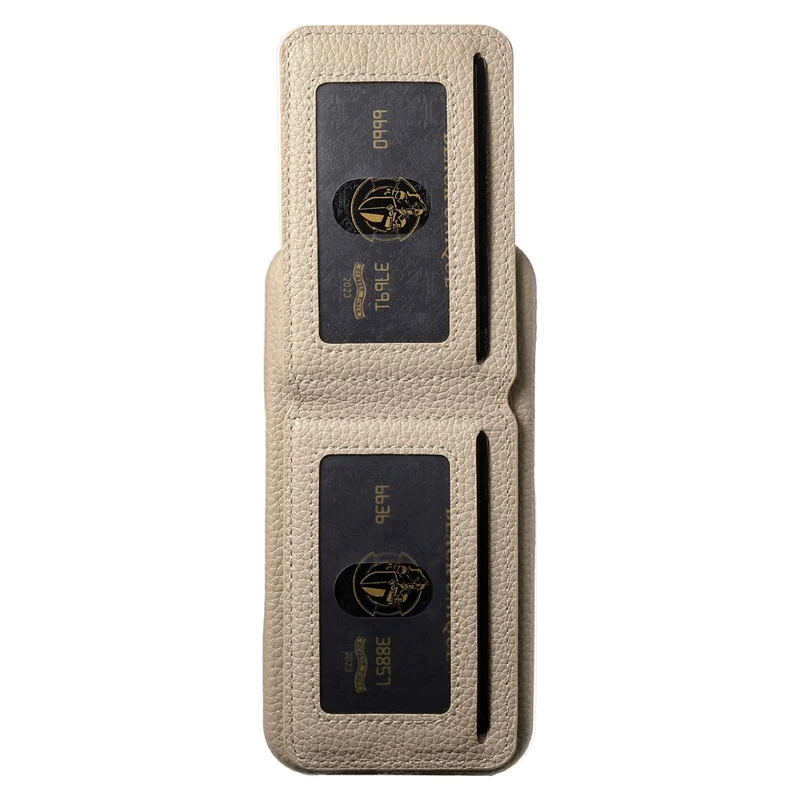 For iPhone 16 Pro Case RFID Blocking Card Holder Litchi Texture Leather Back Cover - Khaki