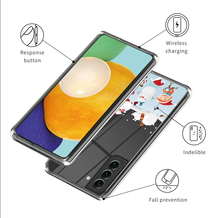 For Samsung Galaxy S23 Christmas Pattern Printing Case Clear Flexible TPU Shockproof Phone Cover - Christmas Snow
