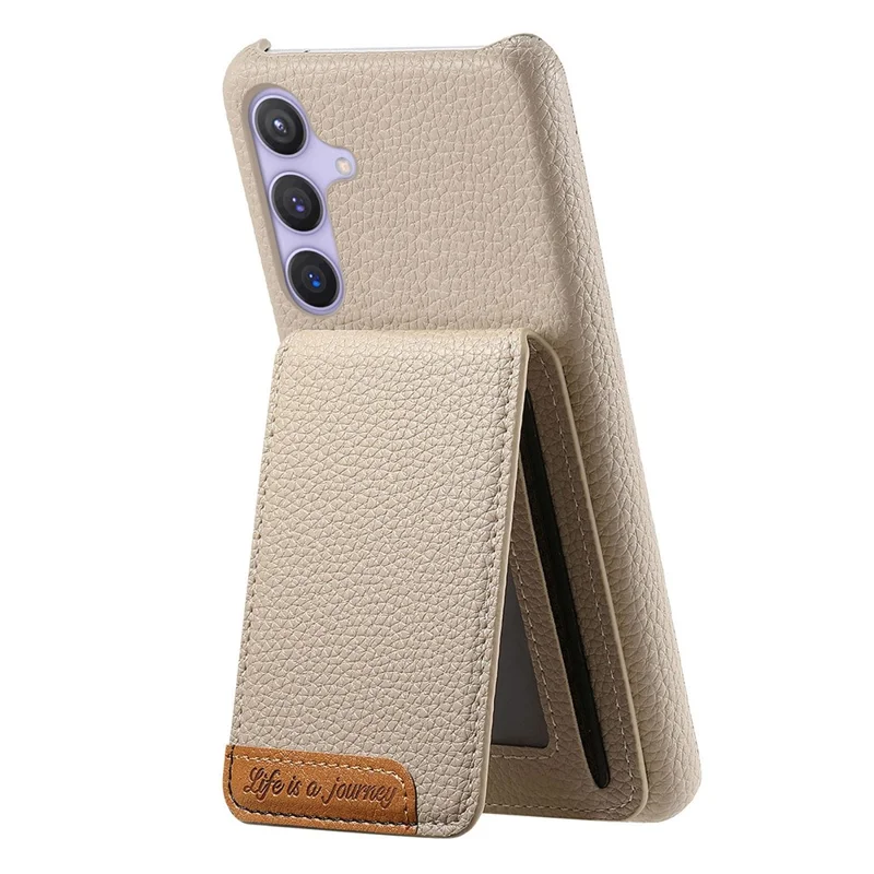 Capa para Samsung Galaxy A05s 4G com Bloqueio RFID para Cartão, Textura de Couro Estilo Couro de Lichia, Cor Cáqui