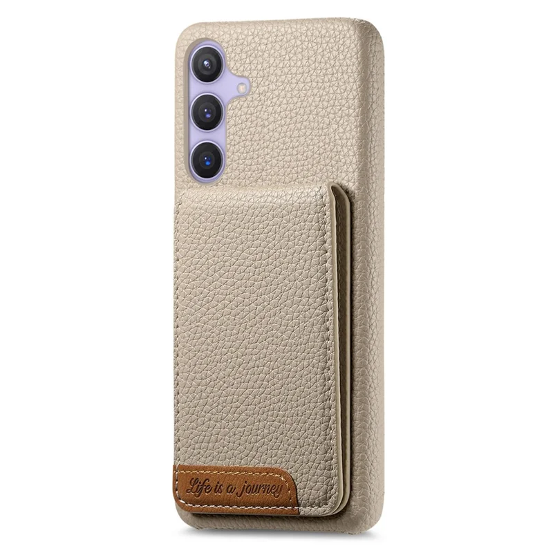 Capa para Samsung Galaxy A05s 4G com Bloqueio RFID para Cartão, Textura de Couro Estilo Couro de Lichia, Cor Cáqui