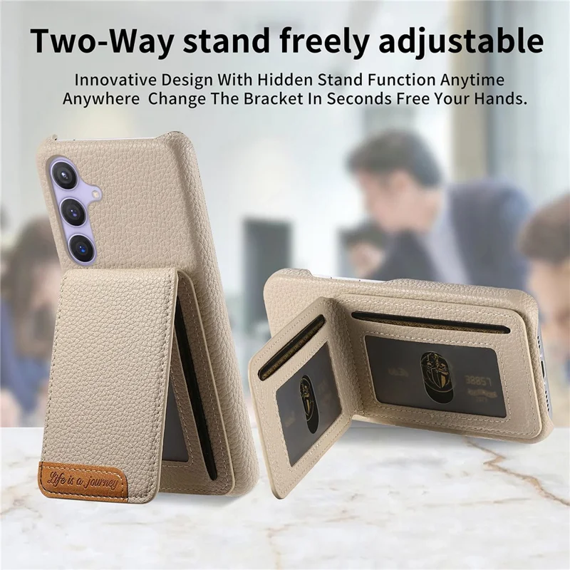 Capa para Samsung Galaxy A05s 4G com Bloqueio RFID para Cartão, Textura de Couro Estilo Couro de Lichia, Cor Cáqui
