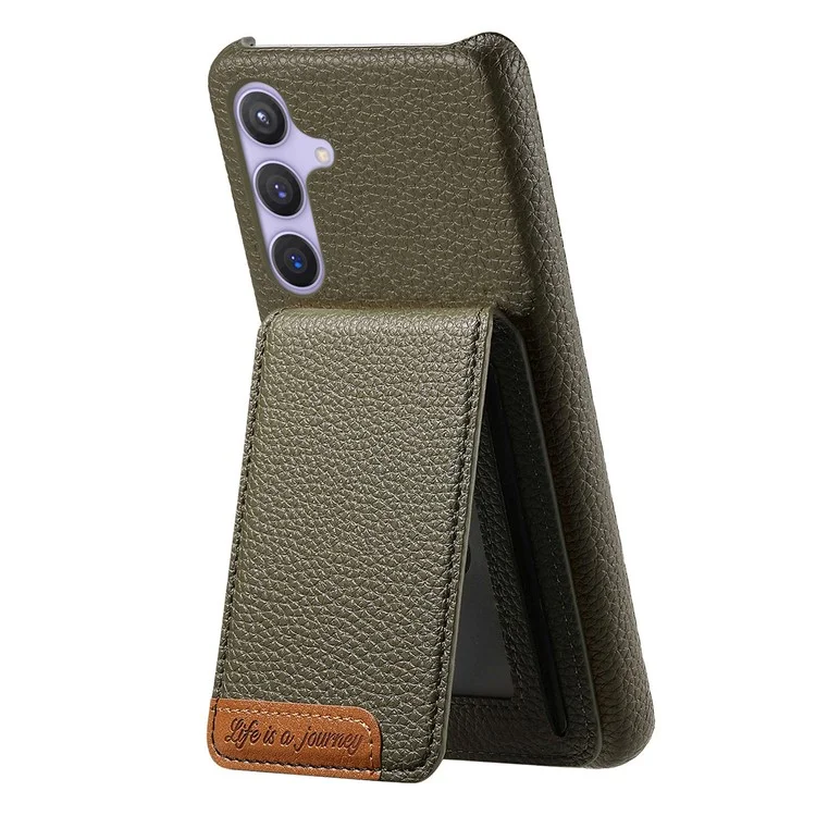 Funda para Samsung Galaxy A06s con Bloqueo RFID para Tarjetas, Cuero con Textura de Cuero de Lichi - Verde Medianoche