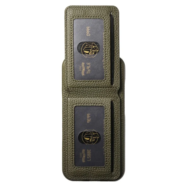Funda para Samsung Galaxy A06s con Bloqueo RFID para Tarjetas, Cuero con Textura de Cuero de Lichi - Verde Medianoche